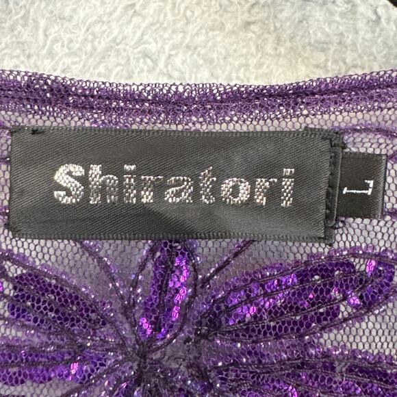 Vintage Y2K Beaded Sheer Jacket Floral Pattern Sequins Dark Purple Whimsygoth - Picture 8 of 8